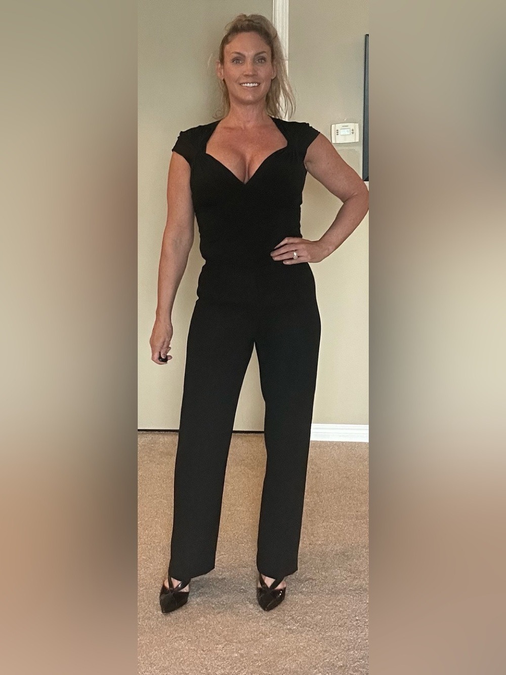 DECO black front pleat dart trouser dress pants 🇨🇦